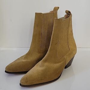 Sandro Amelya Ankle Boots with Elastic in Brown Suede Leather